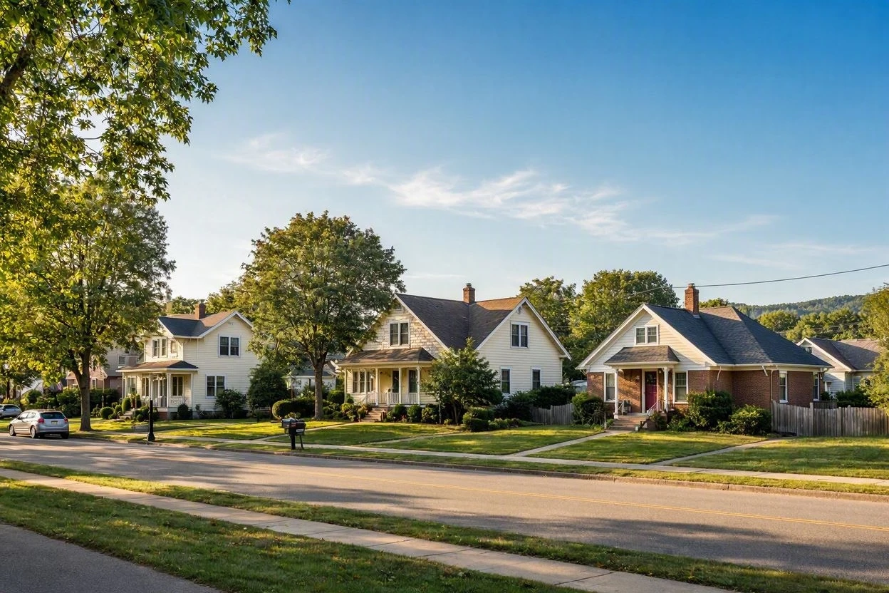Modern family home with a wide driveway at dusk